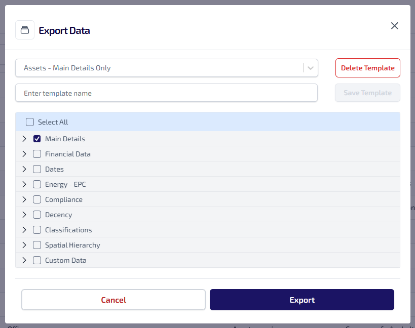Asset Register - Export