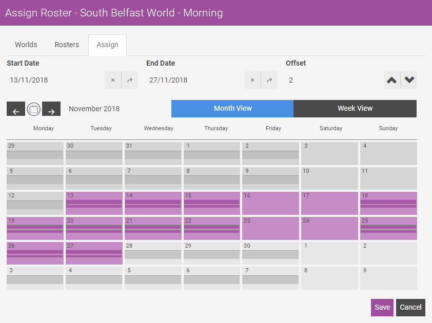 Releasing Time Frame Roster Assigning Rosters to Resources