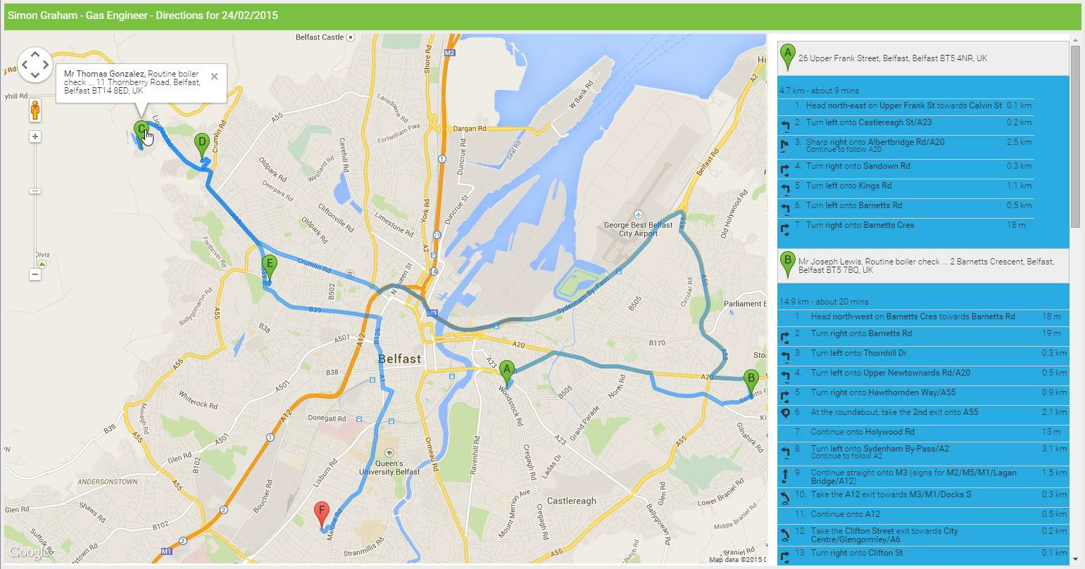 Viewing Resource Routes in the Map View