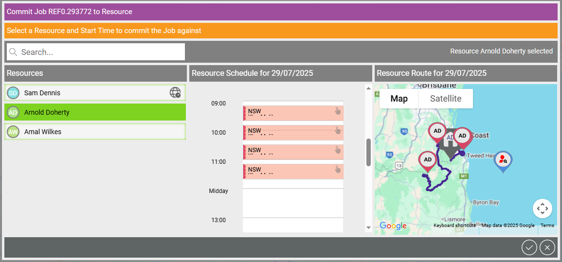 View and Commit Jobs in Map View