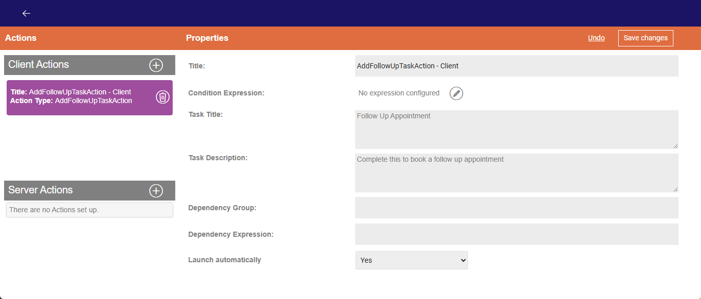 Follow Up Appointment Form Actions